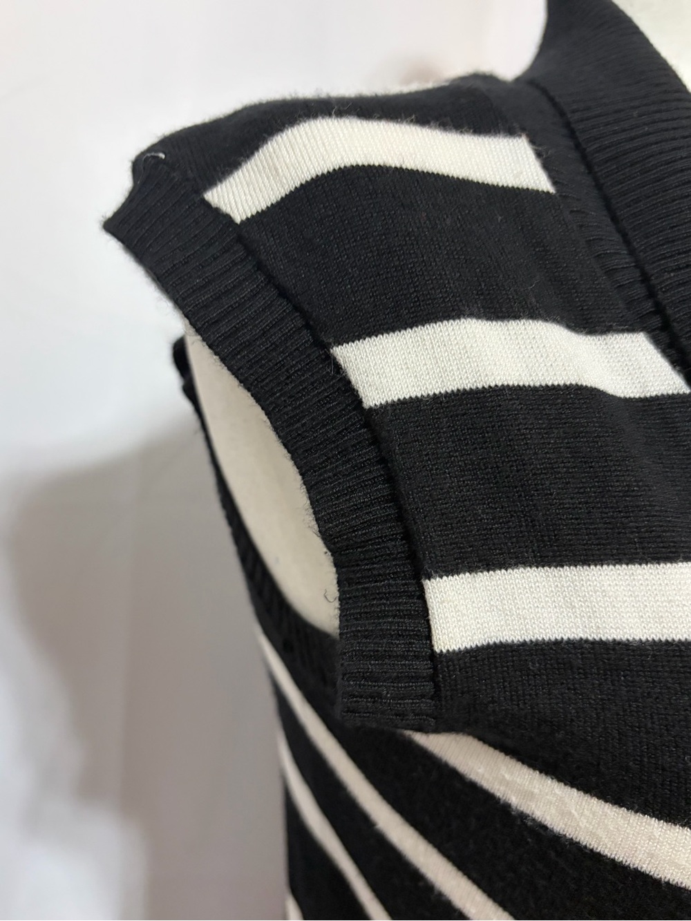 Black & White Striped Wrap-Front Cap Sleeve Top - Picture 3 of 5